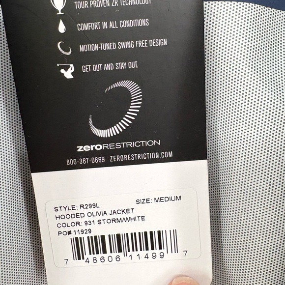 ZERO RESTRICTION THE PLAYERS HOODED OLIVIA JACKET in STORM/WHITE - Picture 16 of 16